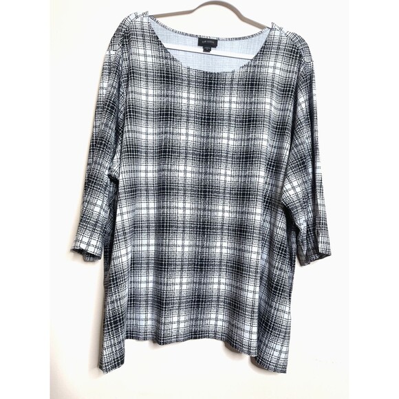 J.Jill Wearever Collection Top Womens 3X Black White 3/4 Sleeve Stretch Tunic - Picture 1 of 11